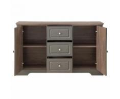buffet - bahut - enfilade DESSY Buffet bas classique gris mat et plateau décor bois - L 139 cm - Buffets