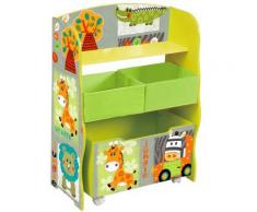 Etagère de rangement enfant en bois coloris vert motif animaux - Dim : H 84 x L 63 x P 30 cm -PEGANE- - Etagères enfant