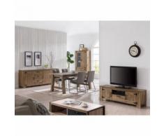 buffet - bahut - enfilade CAMPAGNE Enfilade panneau de particules classique décor ton bois - L 219,5 x P 39,2 x H 83,8 cm - Buffets