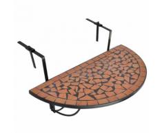 vidaXL Table suspendue de balcon Terre cuite Mosaïque