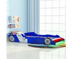 vidaXL Lit voiture de course pour enfants avec LED 90 x 200 cm Bleu