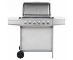 vidaXL Barbecue au gaz avec 6 zones de cuisson Inox Argenté