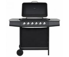 vidaXL Barbecue au gaz avec 6 zones de cuisson Acier Noir