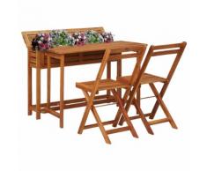 vidaXL Table de balcon avec 2 chaises de bistro Bois d'acacia massif