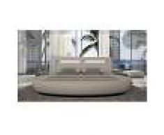gdegdesign Lit rond design blanc 180x200 cm simili cuir - Kovel