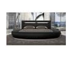 gdegdesign Lit rond design noir 140x190 cm simili cuir - Kovel