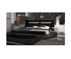 gdegdesign Lit rond design noir 200x200 cm simili cuir - Uster