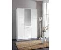 Basika Armoire 3 portes 3 tiroirs Clack blanc portes miroirs Basika Blanc brillant