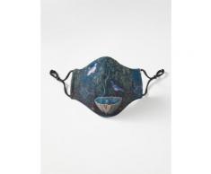 COLLECTION POMPEII / COLOMBES ET FONTAINE EN JARDIN, BLEU VERT FLORAL Masque