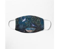 COLLECTION POMPEII / COLOMBES ET FONTAINE EN JARDIN, BLEU VERT FLORAL Masques tailla