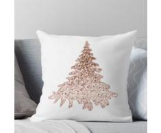 Sapin de Noël pétillant rose or Coussin