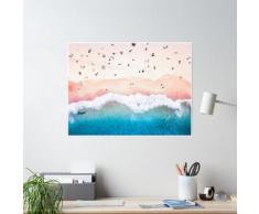Vue aérienne de la plage de sable Poster