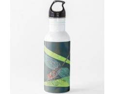 Illustration d'étang libellule vert | Aquarelle Art Print Libellule | Art mural de jardin mo Gourde