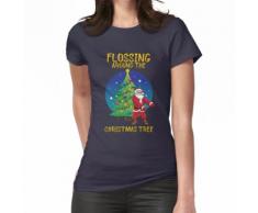 La soie dentaire autour du sapin de Noël T-shirt Santa Floss Tee T-shirt femme