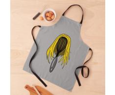 Tête de fouet de cuisine avec cheveux blonds Tablier