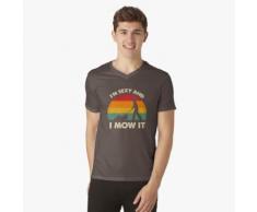 Je suis sexy et je la tondre drôle paysage tondeuse à gazon paysage T-shirt col V