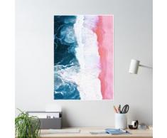 Plage aérienne, vagues de l'océan Poster