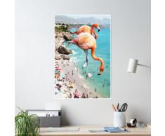 Flamants roses sur la plage #redbubble #decor Poster