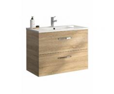 Meuble sous vasque NEOVA ANGELO décor chêne naturel 2 tiroirs coulissants