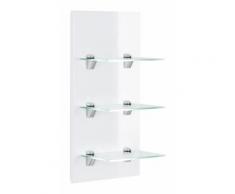 Étagère murale SANTINI blanche brillante avec 3 tablettes en verre