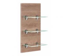 Étagère murale à Led VIVA décor chêne avec 3 tablettes en verre