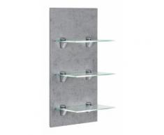 Étagère murale SANTINI Aspect Béton avec 3 tablettes en verre