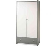 Armoire enfant laqué blanc et gris 2 portes 1 tiroir