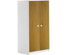 Armoire enfant 2 portes pin massif blanc et miel Avola