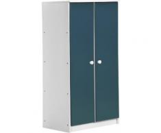 Armoire enfant 2 portes pin massif blanc et bleu Avola