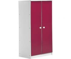 Armoire enfant 2 portes pin massif blanc et fuschia Avola