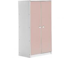 Armoire enfant 2 portes pin massif blanc et rose Avola