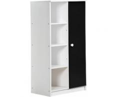 Armoire enfant mi-ouverte pin massif blanc et gris Avola