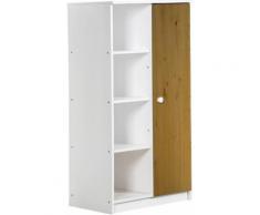 Armoire enfant mi-ouverte pin massif blanc et miel Avola