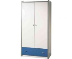 Armoire enfant laqué blanc et bleu 2 portes 1 tiroir