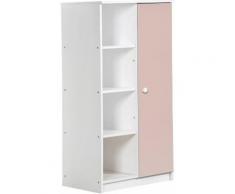 Armoire enfant mi-ouverte pin massif blanc et rose Avola