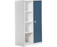Armoire enfant mi-ouverte pin massif blanc et bleu Avola