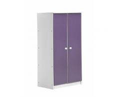 Armoire enfant 2 portes pin massif blanc et violet Avola