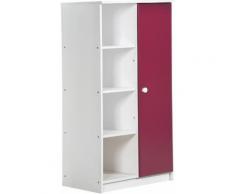 Armoire enfant mi-ouverte pin massif blanc et fuchsia Avola