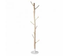 Porte-manteau tronc d'arbre en eucalyptus et métal blanc