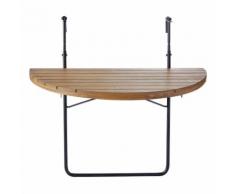 Table de balcon pliable en acacia massif et métal noir L80 Calathea