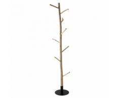 Porte-manteau tronc d'arbre en eucalyptus et métal noir