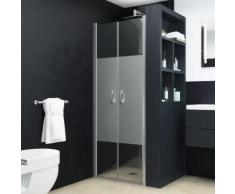 vidaXL Portes de cabine de douche ESG demi-dépoli 75x185 cm