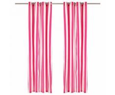 vidaXL Rideaux avec anneaux en métal 2 pcs Tissu 140x245cm Rayure Rose