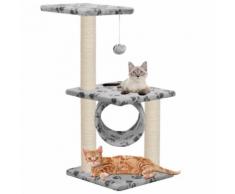 vidaXL Arbre à chat avec griffoirs en sisal 65 cm Gris Motif de pattes