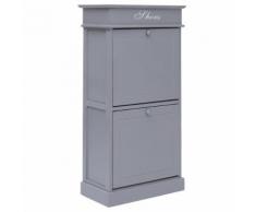vidaXL Armoire à chaussures Gris 50 x 28 x 98 cm Bois de Paulownia