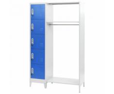 vidaXL Vestiaire avec porte-manteau Bleu et gris 110x45x180 cm Métal