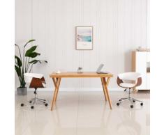 vidaXL Chaise pivotante à dîner Blanc Bois courbé et similicuir