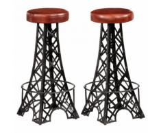 vidaXL Tabourets de bar 2 pcs Cuir véritable