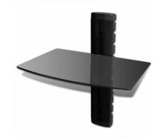vidaXL Étagère murale à DVD à 1 niveau Verre Noir