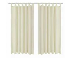 vidaXL 2 pcs Rideau à Passant Micro Satin Crème 140 x 245 cm